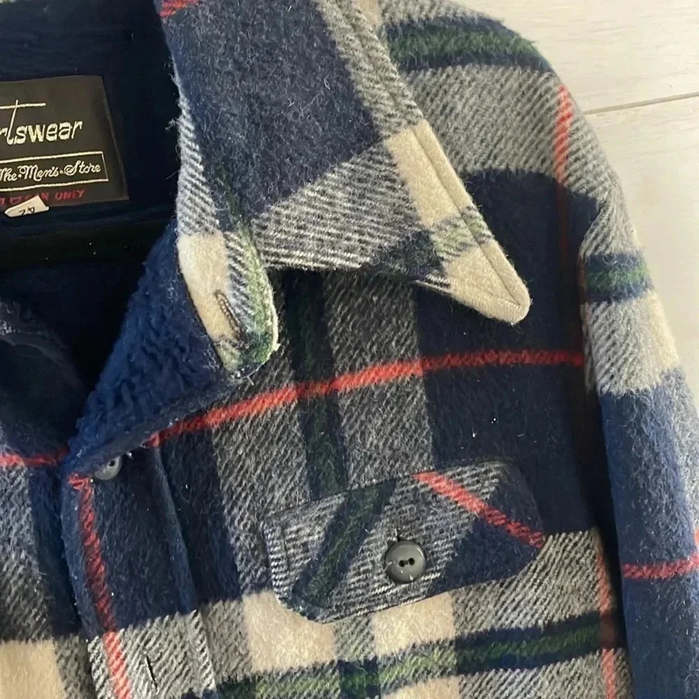 Vintage Sears Sportswear Wool Plaid Jacket Men’s 42 Button Front Outdoor Woodsy - Picture 4 of 15
